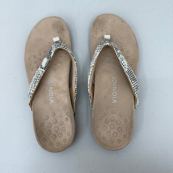 Vionic Davina Snake Skin Flip Flop Thong Sandals Toe Post Shoes Womens size 10 - Picture 4 of 8